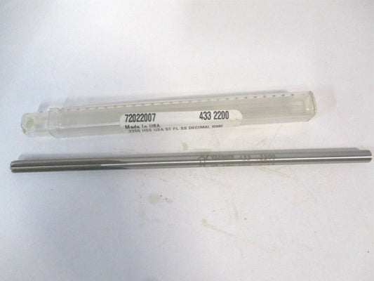 (433-0.2200) 0.22" 6 Straight Shank Straight Flute HSS -Flute Chucking Reamer 