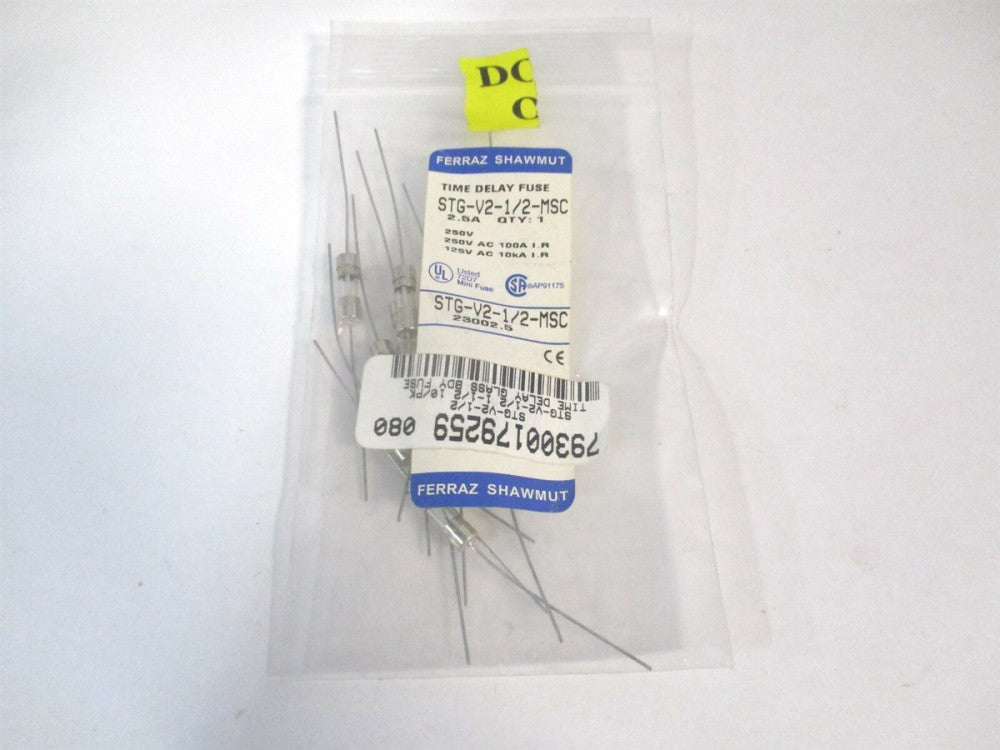 Ferraz Shawmut (STG-V2-1/2-MSC) 350 VAC Time Delay Miniature Glass Fuse - Qty 10