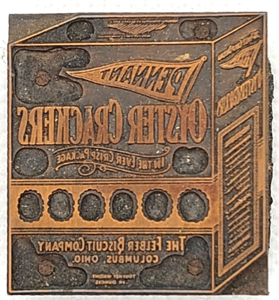 Pennant Oyster Crackers Letterpress Printing Wood Block  Advertising