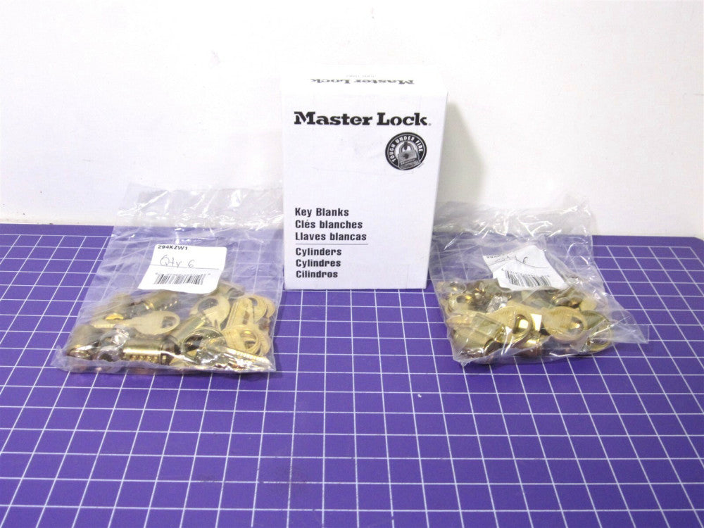 12-Master Lock (294KZW1) Rekeyable Cylinders 4 Pin 0 Bitted W/Keys & Plugs