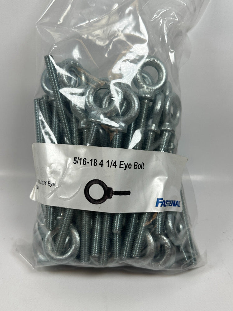 Fastenal 5/16-18 x 4 1/4" Long Eyebolts Zinc Plated (Box of 50) New Fast Ship