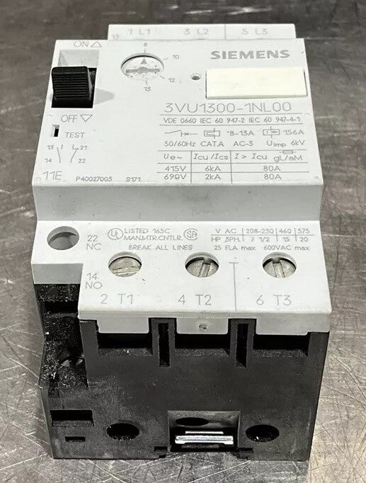 SIEMENS 3VU1300-1NL00 CIRCUIT BREAKER 8-13A NOS Surplus