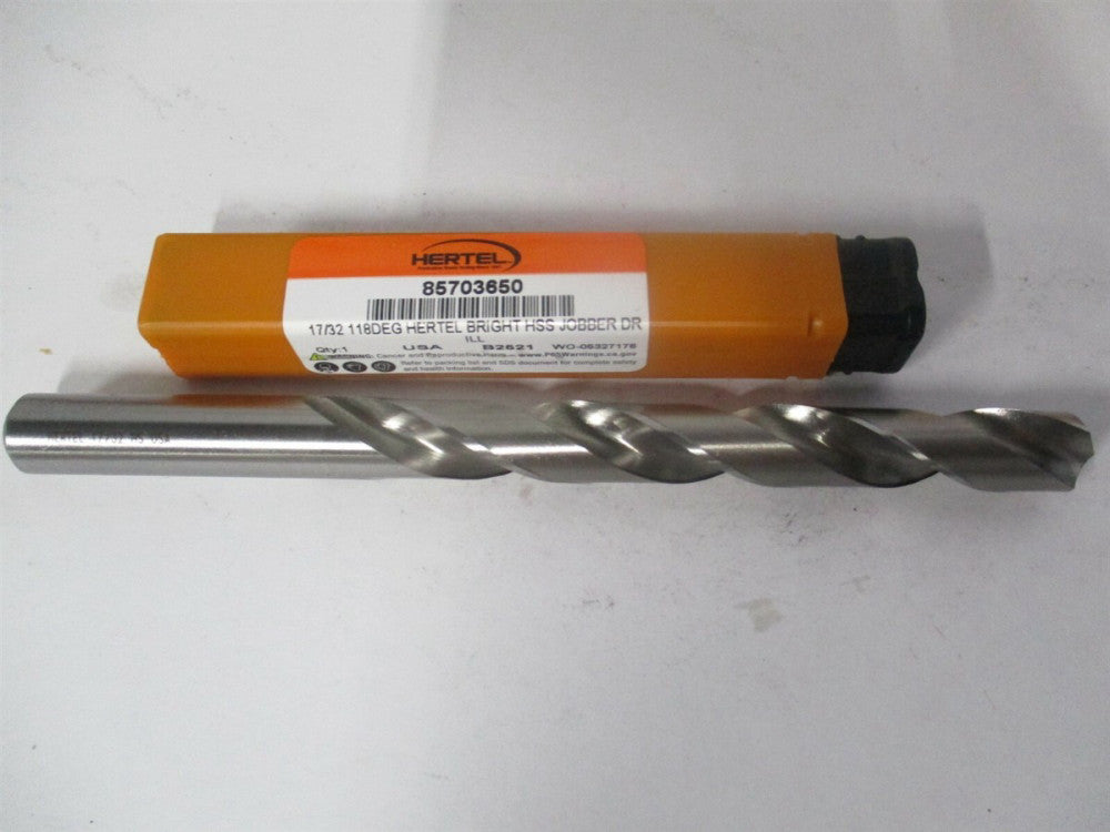 (85703650) 17/32" x 4-13/16" x 6-5/8" OAL 118° High Speed Steel Jobber Drill 