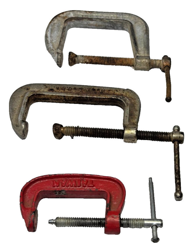 ASSORTED ADJUSTABLE C-CLAMP LOT OF 3 1415 2 1/2IN STEEL 3IN 113 2IN