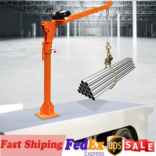1100LB Truck-Mounted Crane Hoist with 12V Electric Winch Pickup Truck Jib Cranes