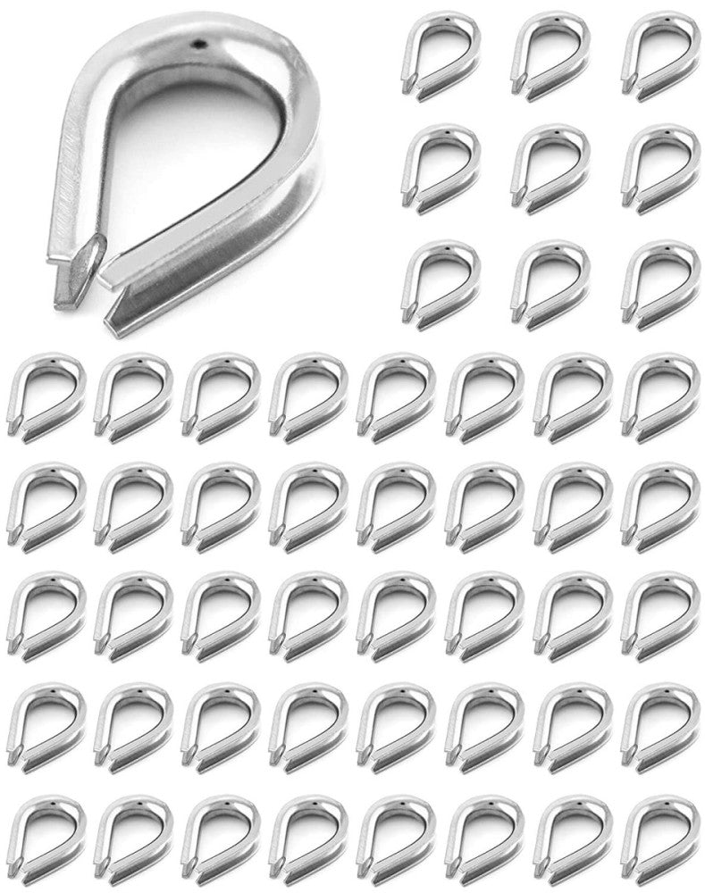 YAMASO 50pcs 1/8" M3 Stainless Steel Thimble for Diameter Wire Rope Cable Thi...