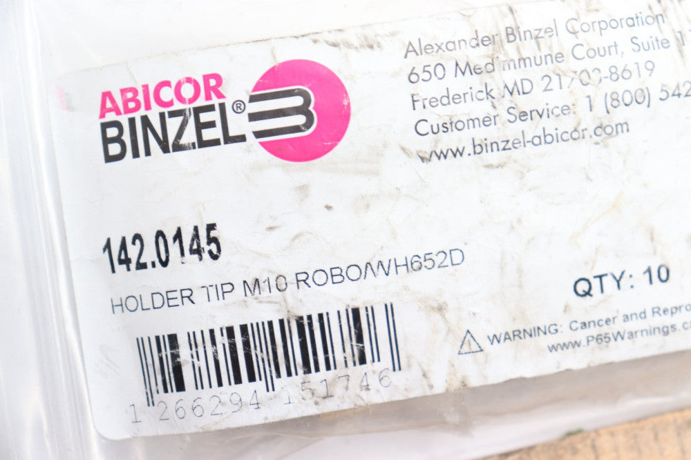(10-Pk) Abicor Binzel Contact Tip Holder M10 x M12 x 1 Thread Size 28 MM Length