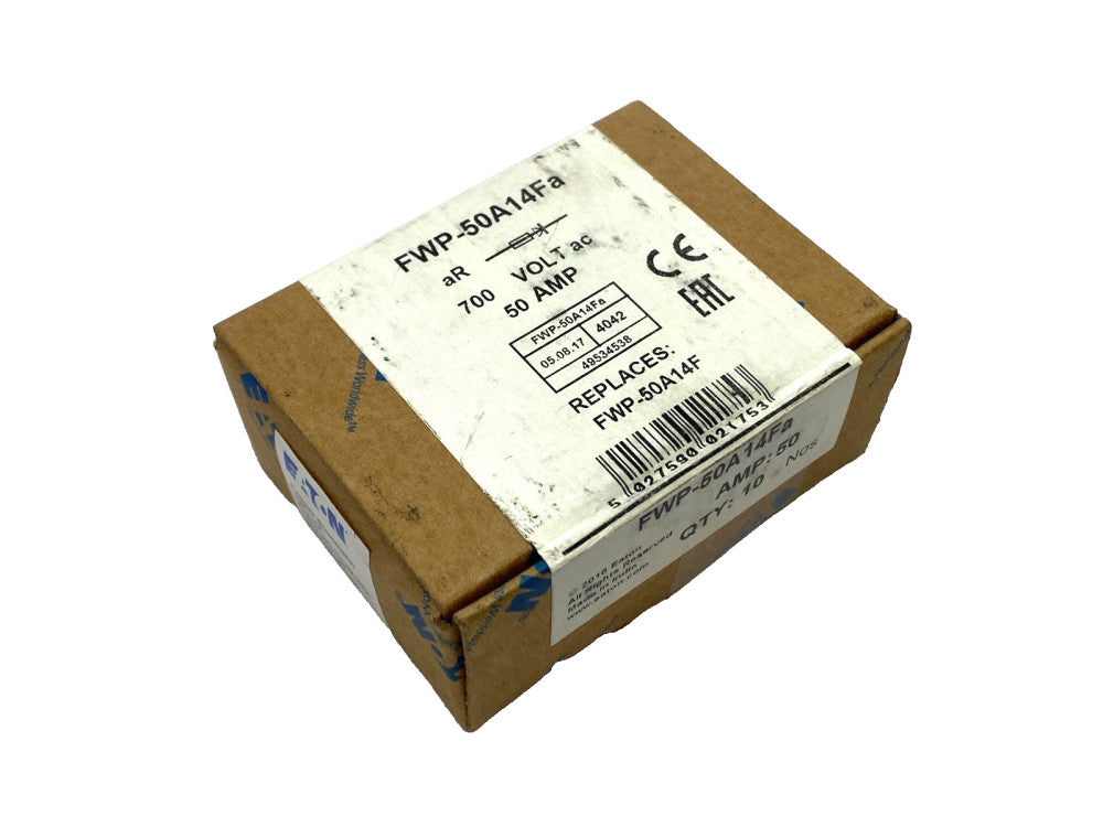 Eaton FWP-50A14Fa High-Speed Semiconductor Fuse 700VAC 50A PACKAGE OF 10