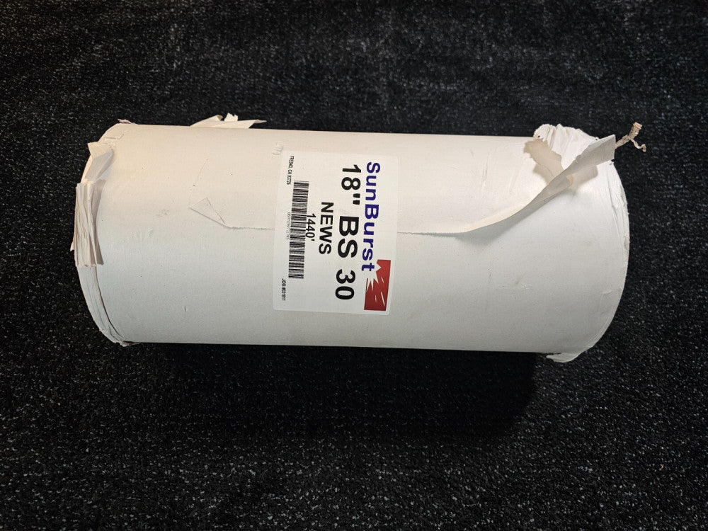 Sunburst Newsprint Roll 18-inch x 1440 Feet 18" BS 30, White