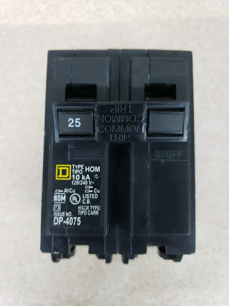 New Square D HOM225 Circuit Breaker Plug-In 25 Amp 2 Pole 240 Vol