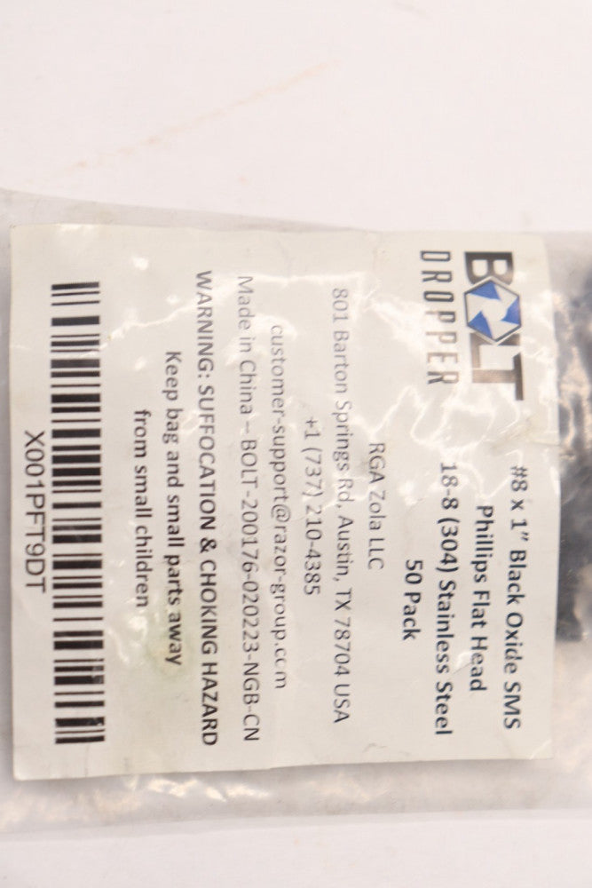 (50-Pk) Bolt Dropper Phillips Wood Screws 18-8 Stainless Steel  # 8 x 1"