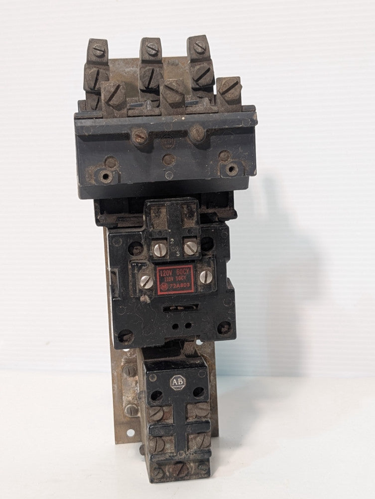 Allen Bradley 3 Pole Starter W/ 71A803 Coil and X-247035 Pilot Relay Timer