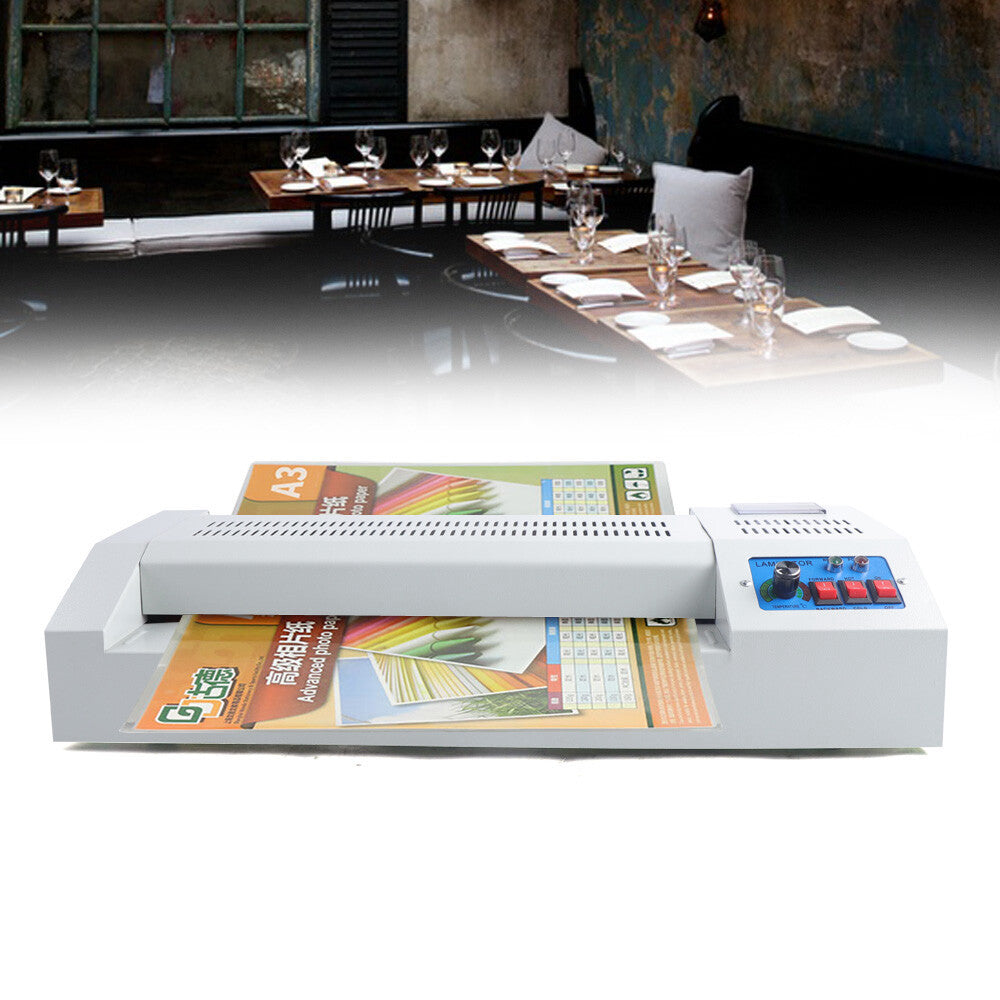 13" Laminating Machine Thermal Laminator Machine 4 Roller Hot Cold Film A3 A4