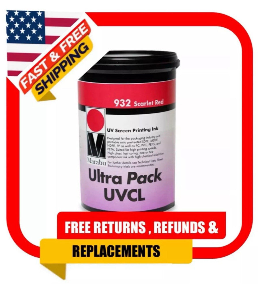 Marabu Ultra Pack UVCL Screen Printing Ink 932 Scarlet Red 1 Kg Can (35.2 Oz)