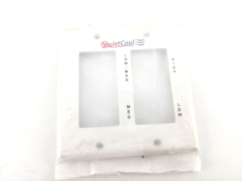 QuietCool Wall Plate 2-Gang Decora White (Quiet Cool Logo)