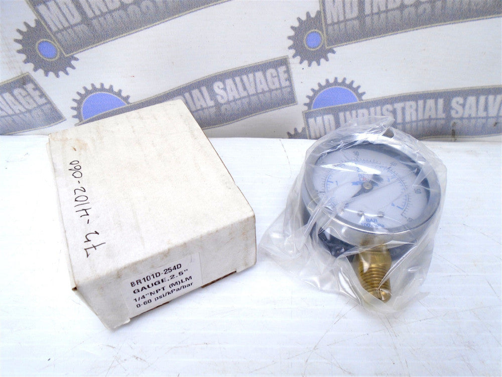 BLUE RIBBON - BR-101D-254D - 2.5" PRESSURE GAUGE - 1/4" LMT LM (0-60 psi) (NEW)