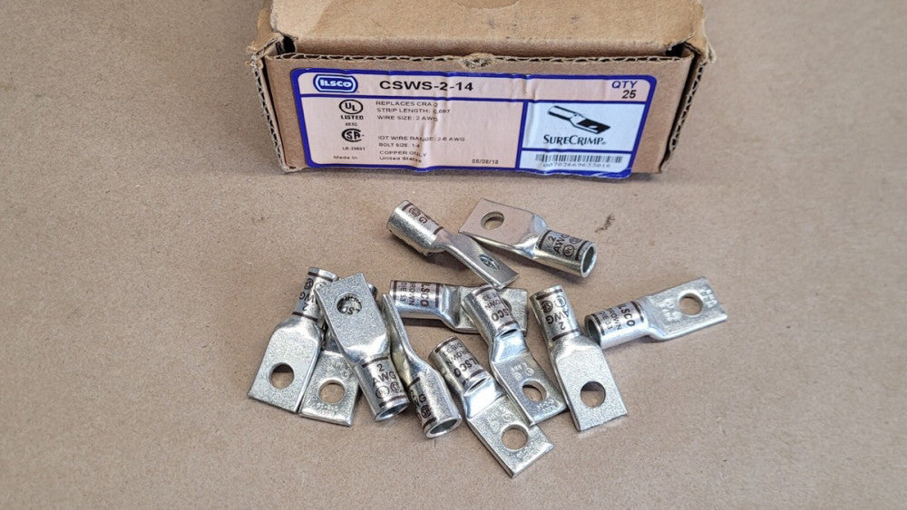 Lot of 11 Ilsco CSWS-2-14 Sure Crimp Lugs 2-6AWG Bolt Size 1/4"