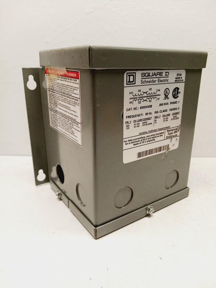 SQUARE D .5 KAV GENERAL PURPOSE TRANSFORMER 120/240 VAC 500SV43B