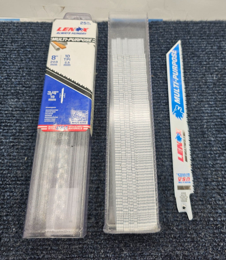 (QTY 25) LENOX 20590B810R 8"x10 TPI Wood & Metal Cutting Reciprocating Saw Blade