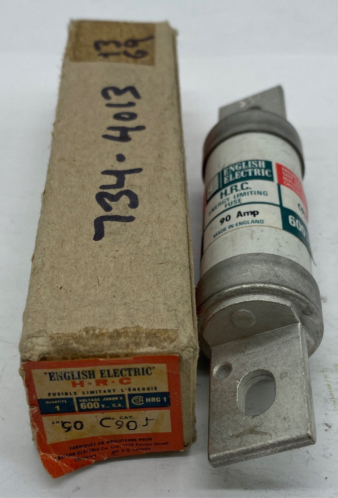 English Electric HRC C90J Energy Limiting Fuse, 600VAC 90Amp 