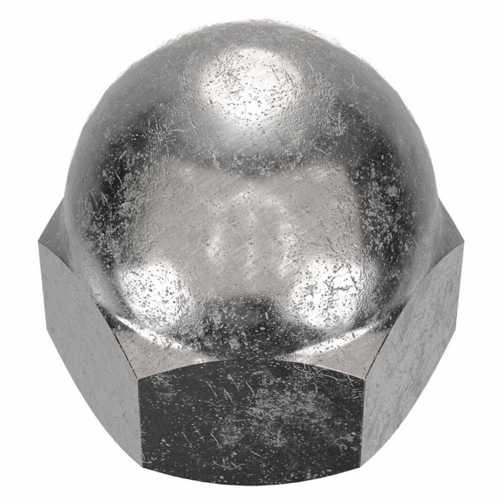 1/2"-13 Self-Locking Cap Nut, Plain Finish, Stainless Steel 18-8