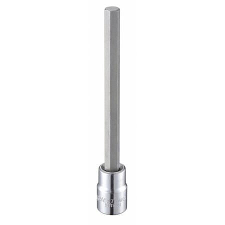 Westward 54Tm31 3/8 In Drive Hex Socket Bit Sae 5/16 In Tip, 4 13/16 In L