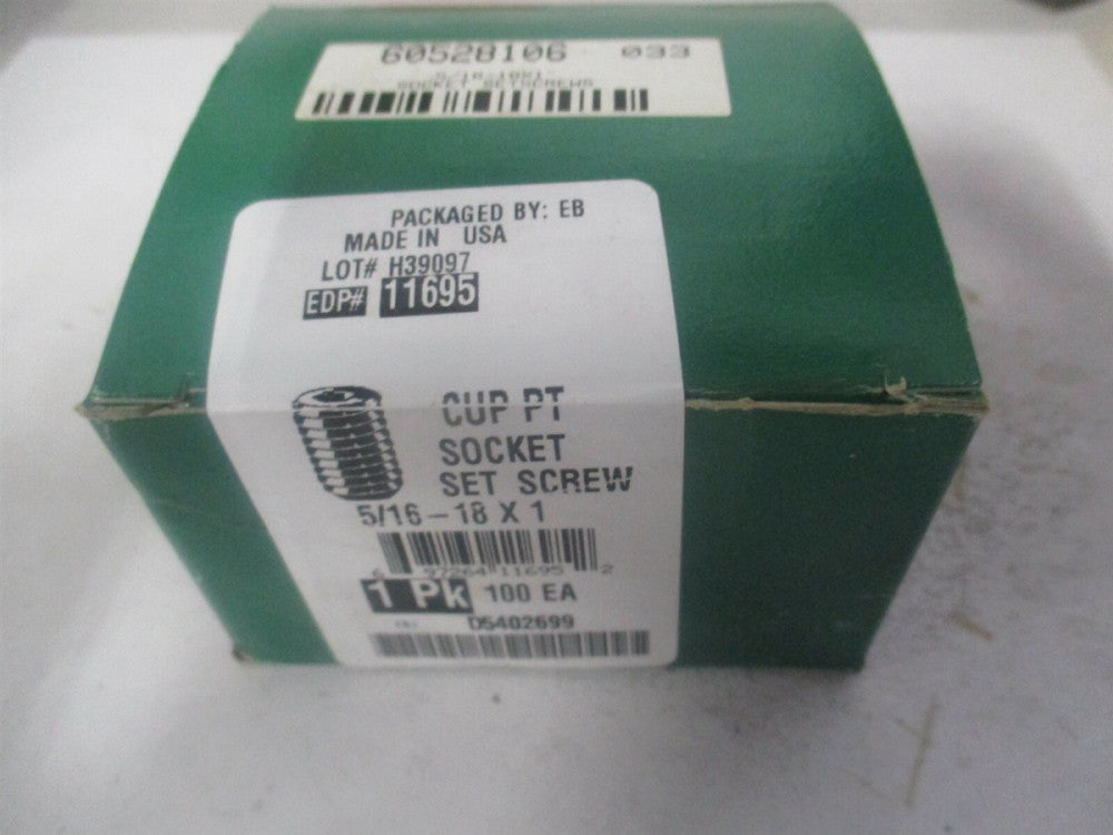 (11695) 5/16-18 UNC 5/32" x 1" Alloy Steel Cup Point Set Screw - Pack of 100 