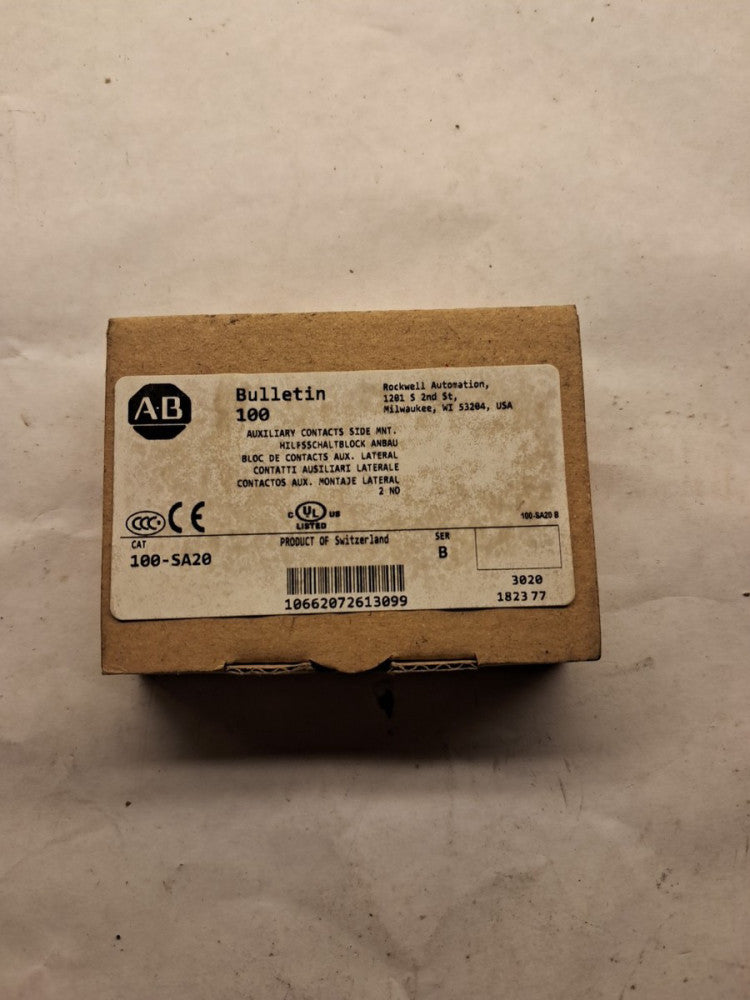 Allen Bradley 100-SA20 Auxiliary Contact Side Mount, 2 NO Contacts