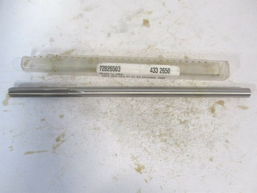 (433-0.2650) 0.265" x 1-1/2" x 6" OAL Straight Shank HSS 6-Flute Chucking Reamer