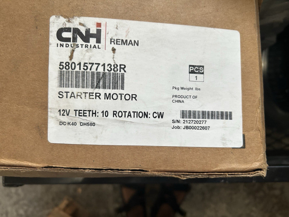 New Genuine CNH Reman Starter Motor 5801577138R, 12V, 10 Teeth, SHIPS FREE!