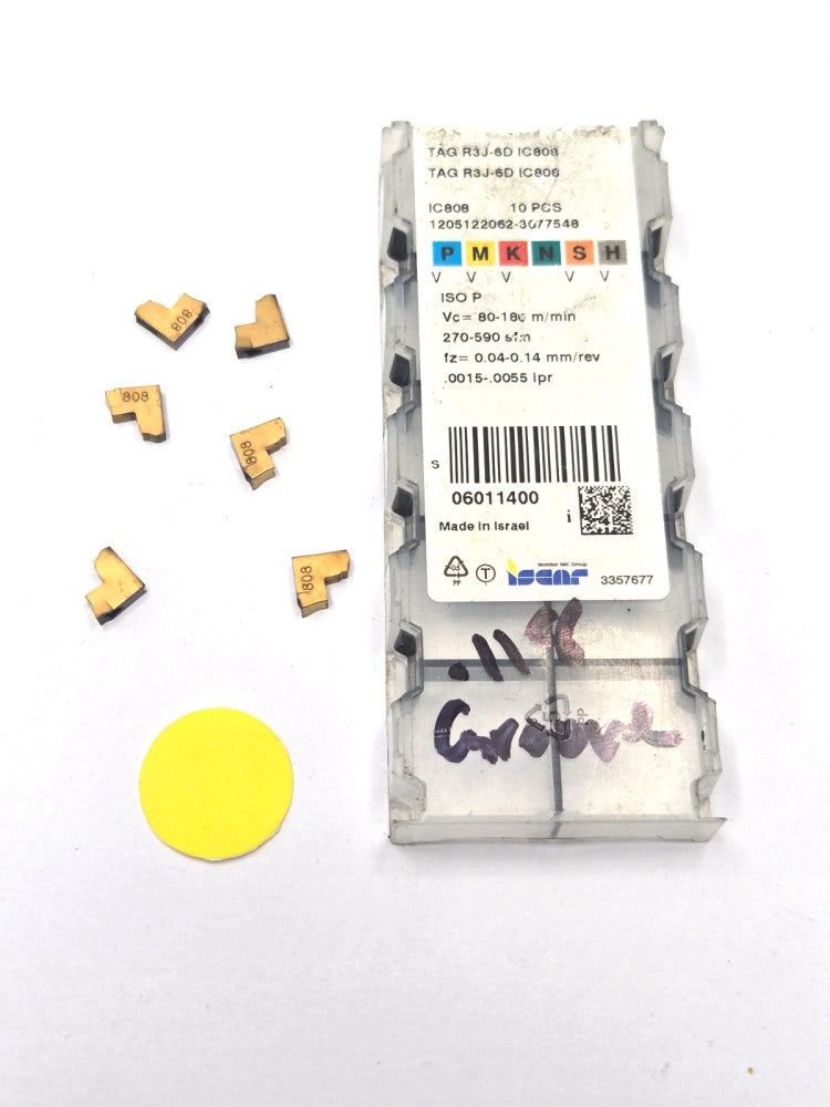 ISCAR*TAG R3J-6D IC808*CARBIDE GROOVING INSERT******LOT OF 8