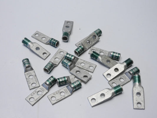 (Lot of 18) Burndy WP91412-L8 2-Hole Lug 1/4" Hole 5/8" Spacing Short Barrel Con