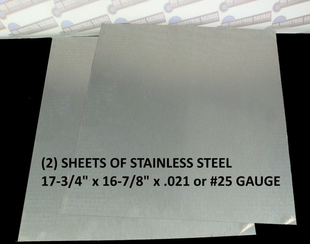 (2 pcs) FLAT BRUSHED STAINLESS STEEL Sheets 17-3/4" x 16-7/8" x 25 Gauge or .021