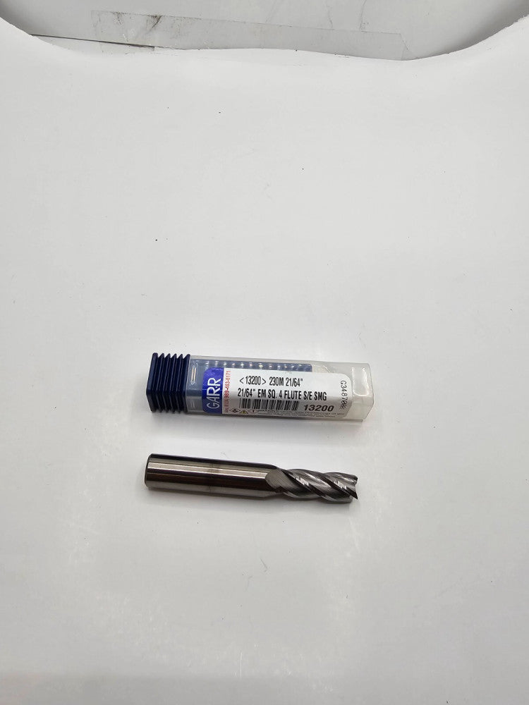 GARR TOOL 13200 230M 21/64" SQUARE END MILL 4-FLUTE 7/8" FLUTE LENGTH 3/8" SH