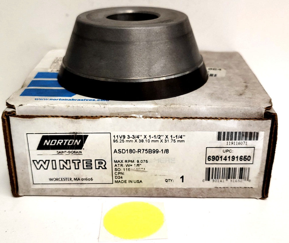 NORTON ABRIASIVE DIAMOND GRINDING CUP WHEEL 3-3/4" X 1-1/2" X 1-1/4" 69014191650