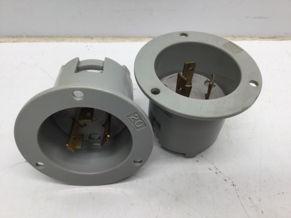 GE Locking Connector Flanged Inlet Male Plug 20A 250V 2P 3W (2 PACK)