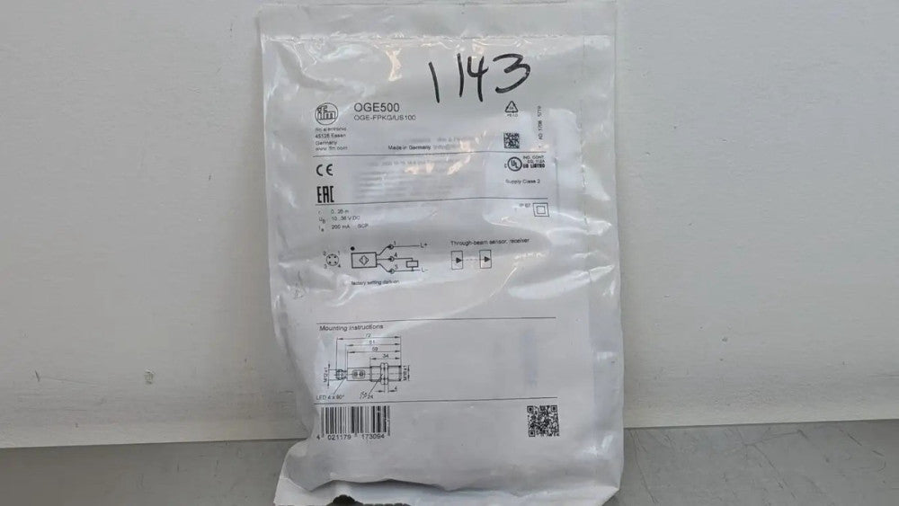 IFM Efector OGE500 Through-Beam Sensor Receiver OGE-FPKG/US100 25m 10-36VDC 11mA