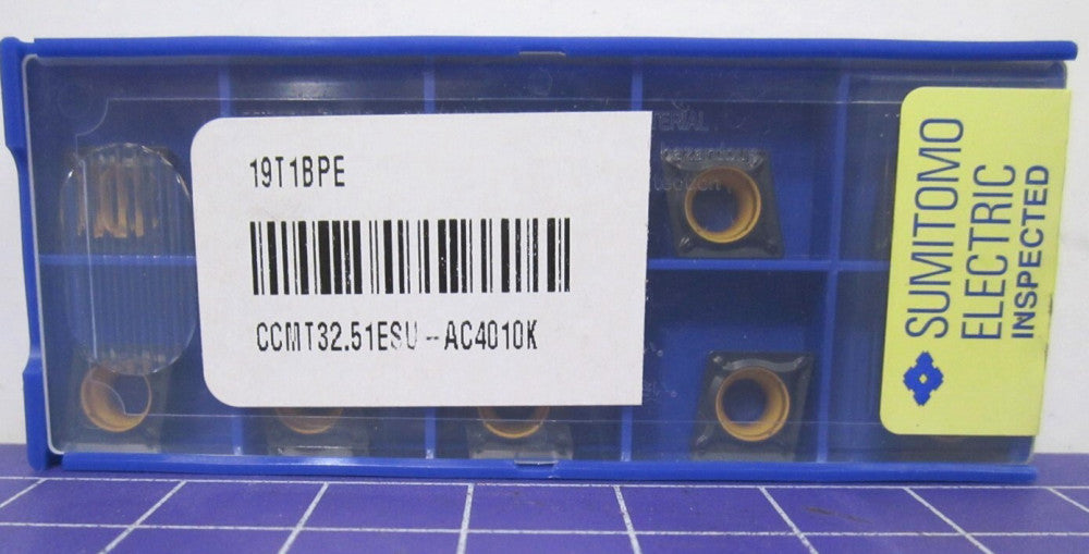 SUMITOMO (19T1BPE) Carbide Turning Inserts CCMT32.51ESU AC4010K Pack of 10
