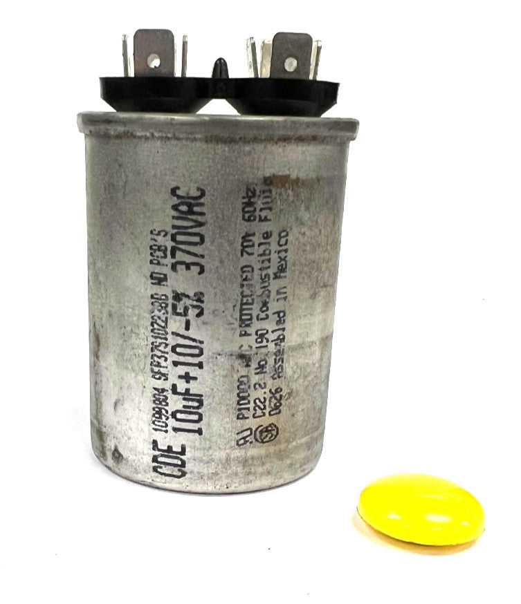 CDE 1099804 CAPACITATOR 10UF+10/-5% 370VAC  DIA 1-3/4" OAL 2-7/8"
