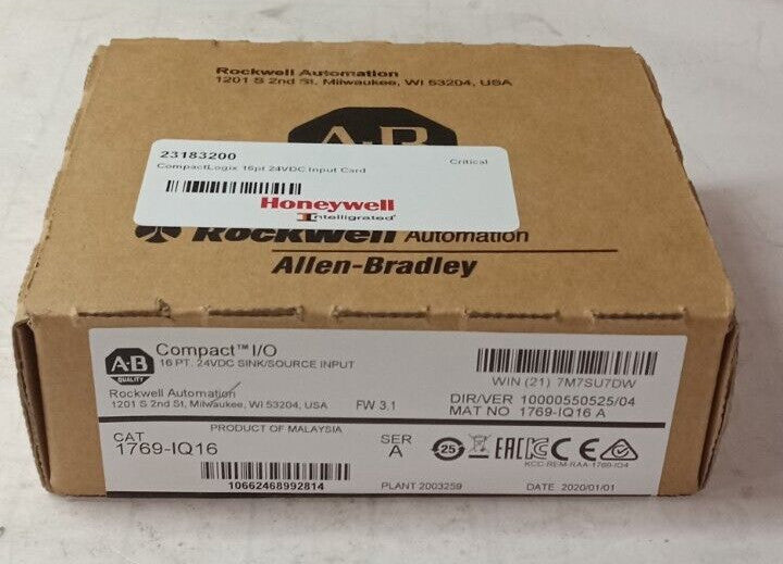 SEALED ALLEN BRADLEY 1769-IQ16 COMPACT I/O 16 PT SINK/SOURCE INPUT MODULE 24 VDC