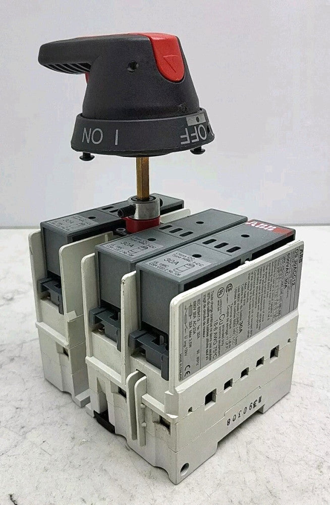Abb OS 30FACC12 Fusible Rotary Switch 30A W/Handle OS30FACC12 3 Ph 600 Vac Used