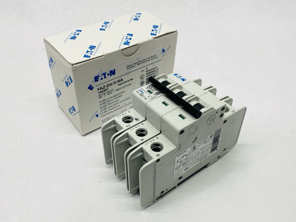 Eaton FAZ-D3/3-NA Circuit Breaker 3A 480Y/277VAC 3-Pole 102261