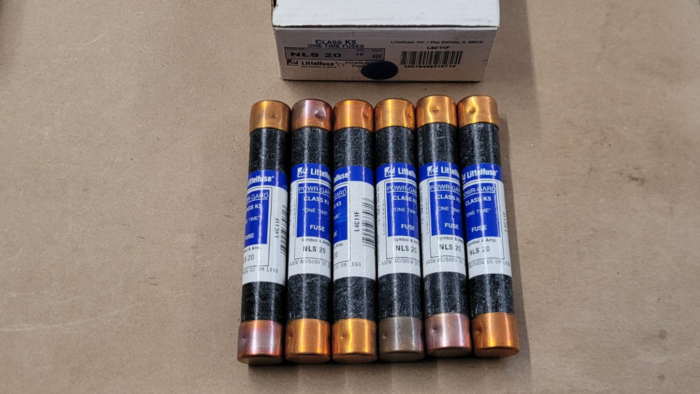 Lot Of 6 Littelfuse NLS20 20 Amp Powr-Gard K5 One Time Fuses