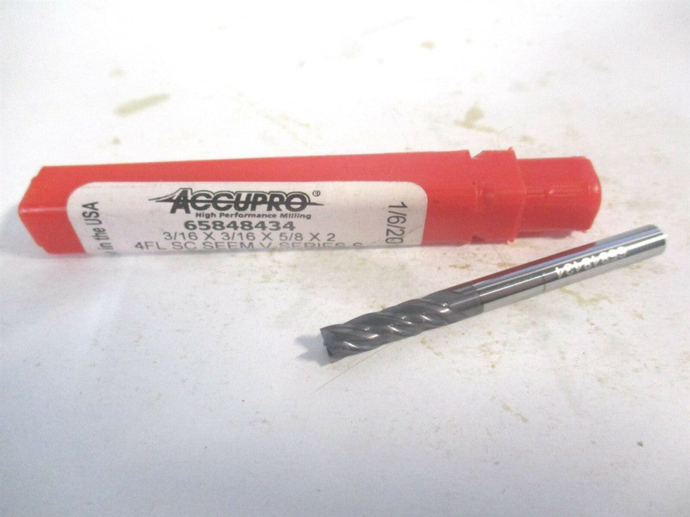 (4461875SQC11) 3/16" x 5/8" x 3/16" x 2" OAL Solid Carbide 4Fl Square End Mill 