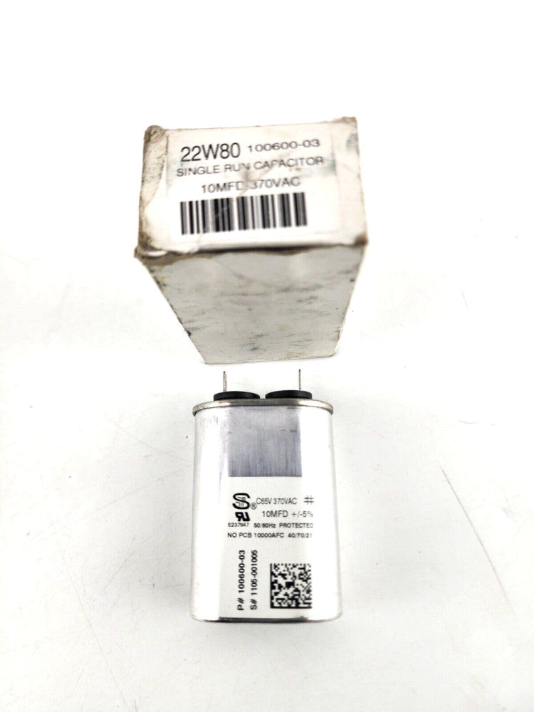 CBB65B Run Capacitor 22W80 10 @ 370V Oval 10 MFD SH 40/70/21