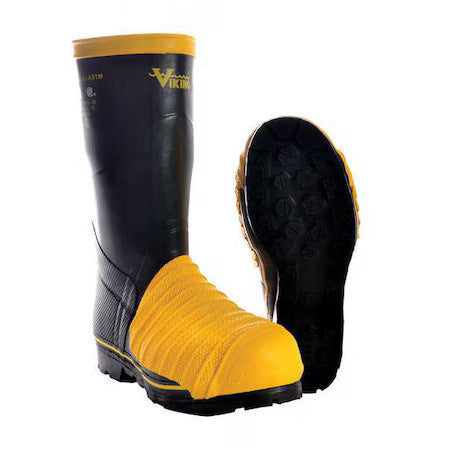 Viking Vw49-7 Unisex Tall Rubber Boots, 7 Steel Toe, 14" H, Black/Yellow, Vw49