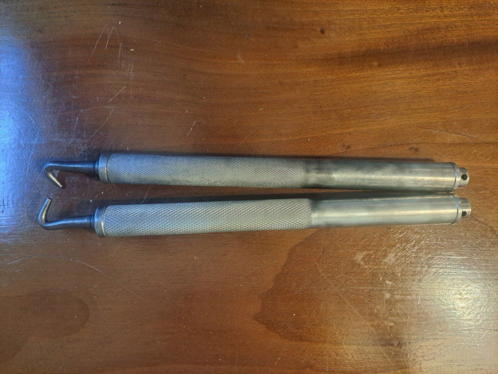 Vintage Wire or Cable Puller /Twister Hooked Metal Tools Set Of Two 11" Long