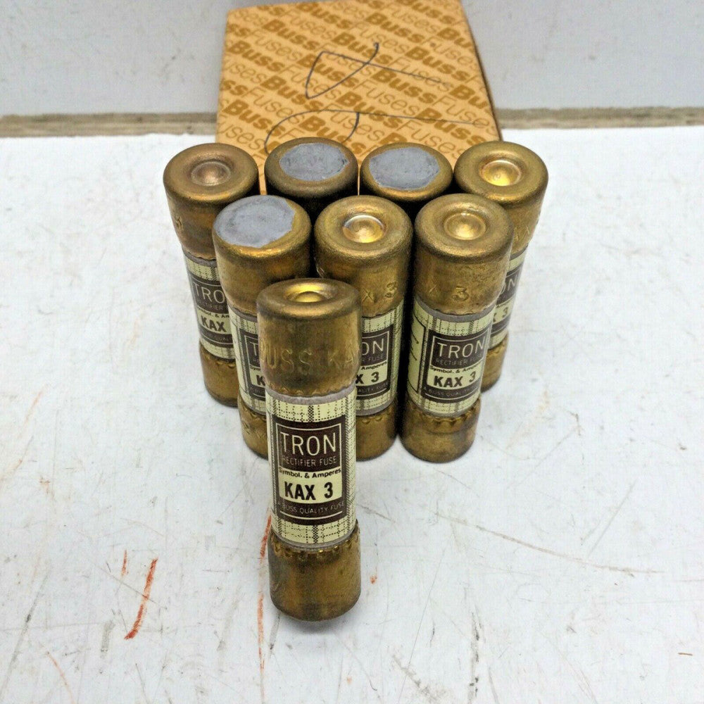 BUSSMANN BUSS KAX 3 TRON RECTIFIER FUSE 3 AMP 250VAC (LOT of 8)