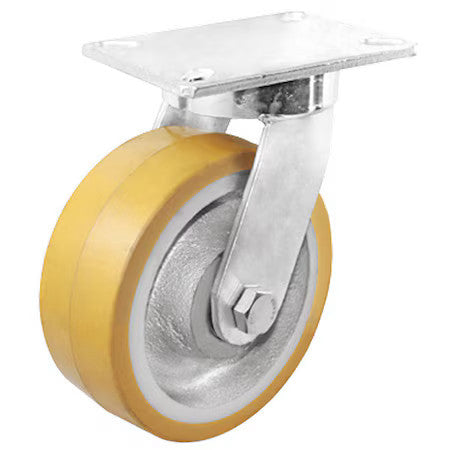 Zoro Select P27s-Uy080k-16 Plate Caster,2500 Lb. Load,Yellow Wheel