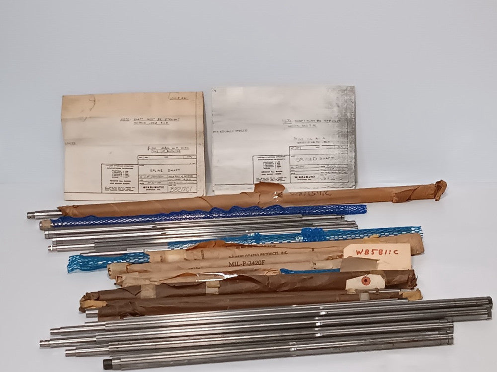 Lot of 19 Assorted Windamatic Splined Shafts 3/4 in 5/8 in, 14.5 in - 30.5 in L